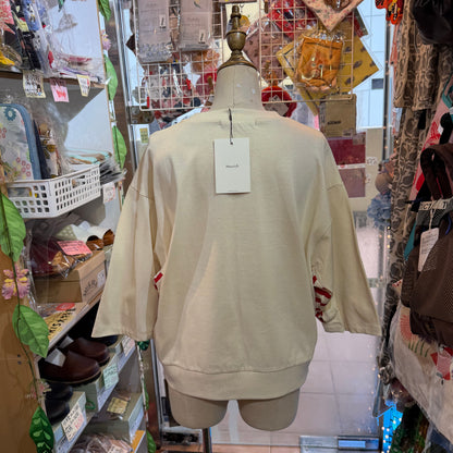 Munich Ivory X Red Striped Sweatshirt, made in Japan