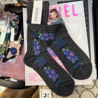 Ande Floral Socks, 2 Colors, made in Japan