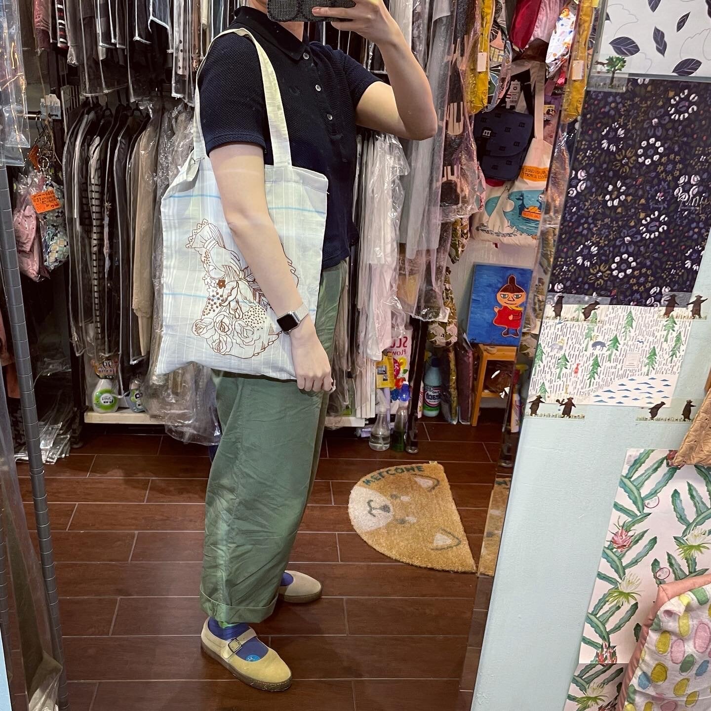 Sale- Mudoca Embroidery Tote Bag, 2 Colors, made in Japan