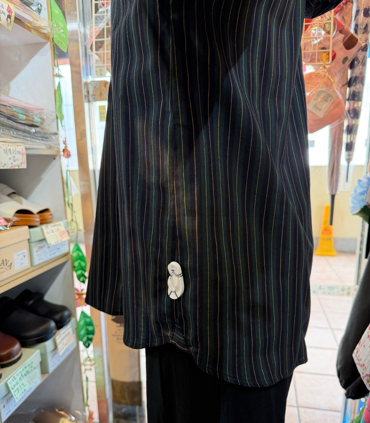 VM Green Striped Hoodie Blouse, made in Japan