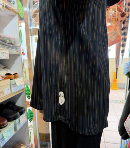 VM Green Striped Hoodie Blouse, made in Japan