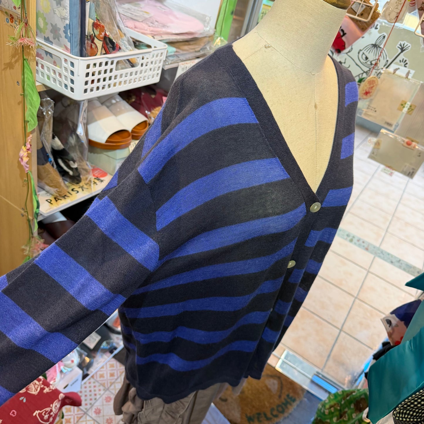 Ichi Linen-Blend Sheer Striped Cardigan, 2 Colors