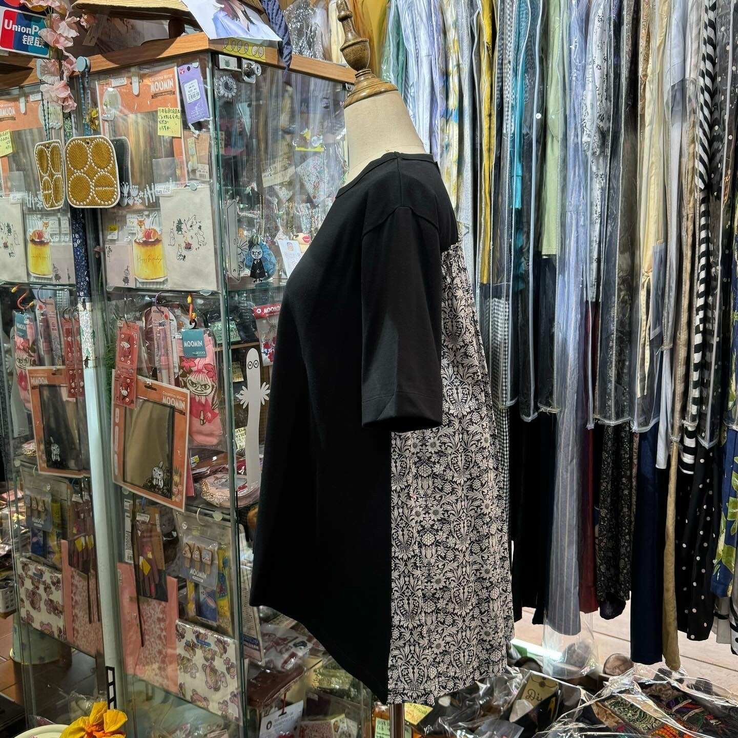 EXTRA20- Vent d Ouest X Liberty London Black Long T-shirt, made in Japan