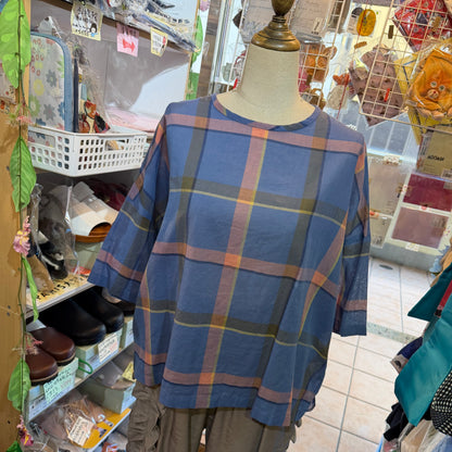 Days Checked Blouse, 2 Colors, made in Japan
