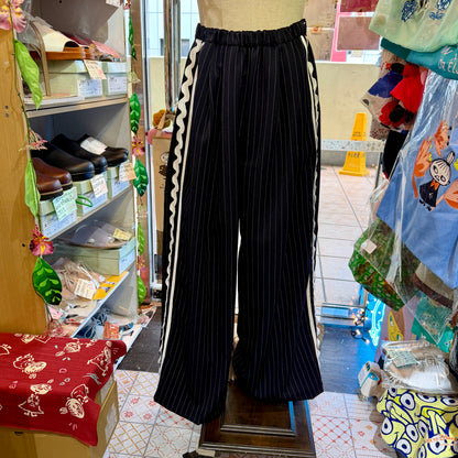 Franky Grow Twill Striped Navy Pants, Size F2, made in Japan