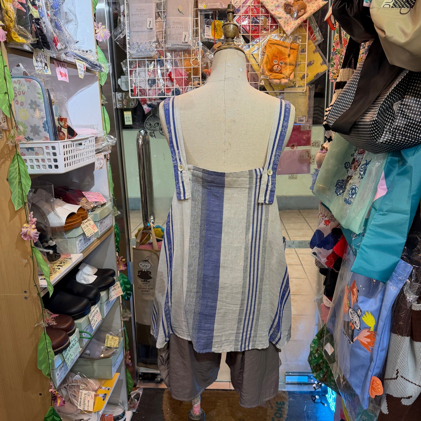 Tumugu Cotton Linen Striped 2Way Vest Top, made in Japan