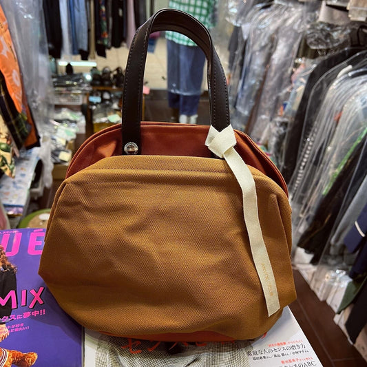 Sale- Anvocoeur Brown X Orange Canvas Handbag, made in Japan