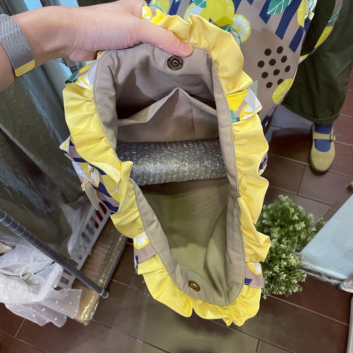 Handmade Lemon Tote Bag. Fabric from Japan