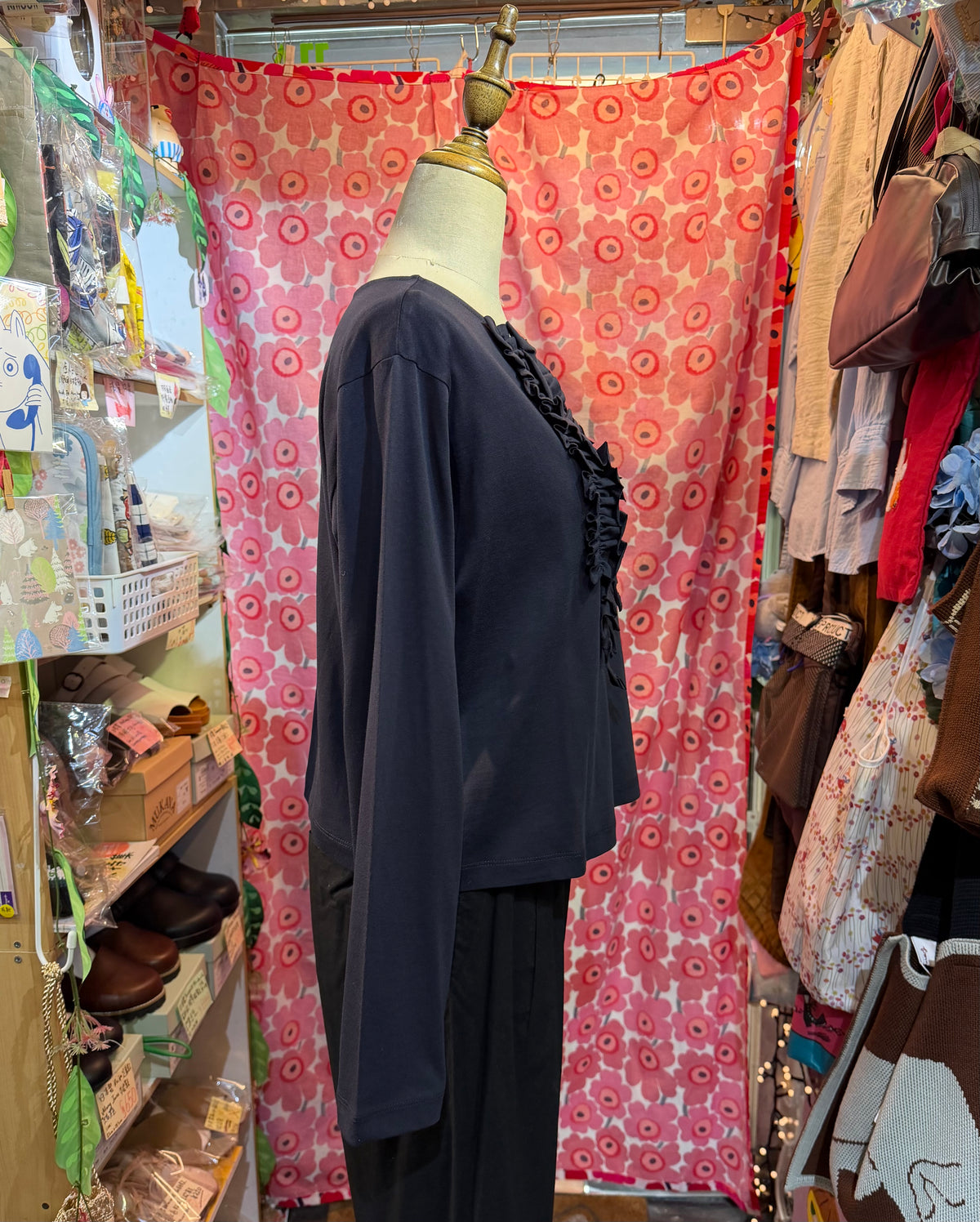 Mizuiro ind Navy Frill Collar Blouse, made in Japan