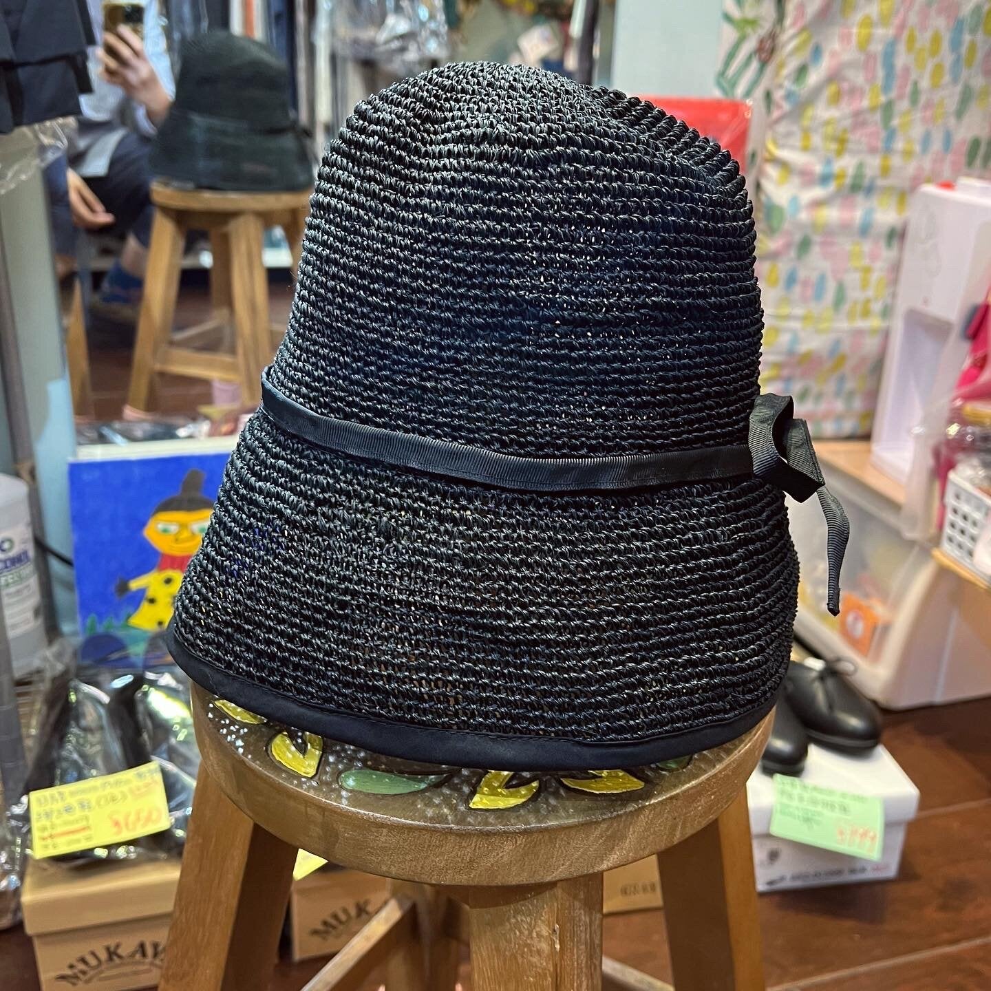 Sale- Anjou Chouette Straw Black Hat, made in Philippines