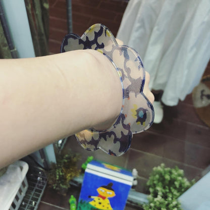 $99 only- Tsumori Chisato Floral Bracelets, Yellow and Blue, made in Japan