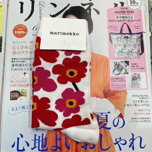 Marimekko Red Unikko Socks, size 37-39