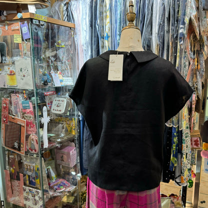 Vent d Ouest Black Linen Top, made in Japan