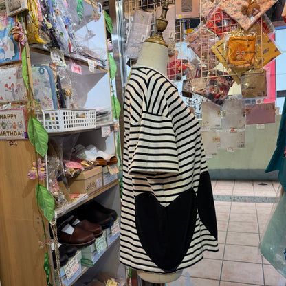 Drowse and yet… Striped Heart T-shirt, made in Japan