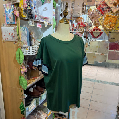 Pou Dou Dou Green Frill Sleeves Blouse