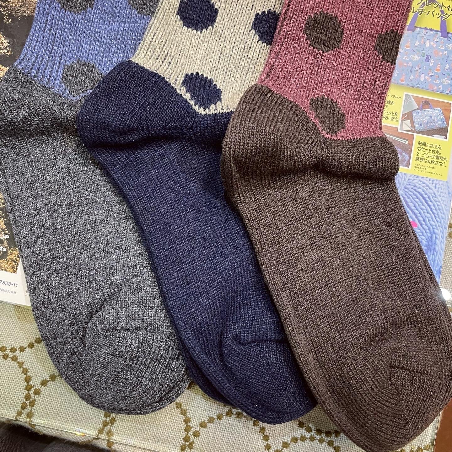 $99 only- Meri ja kuu Polka Wool Socks, 3 Colors, made in Japan
