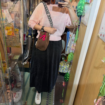 Tricotē Brown Rib Pouch Bag, made in Japan