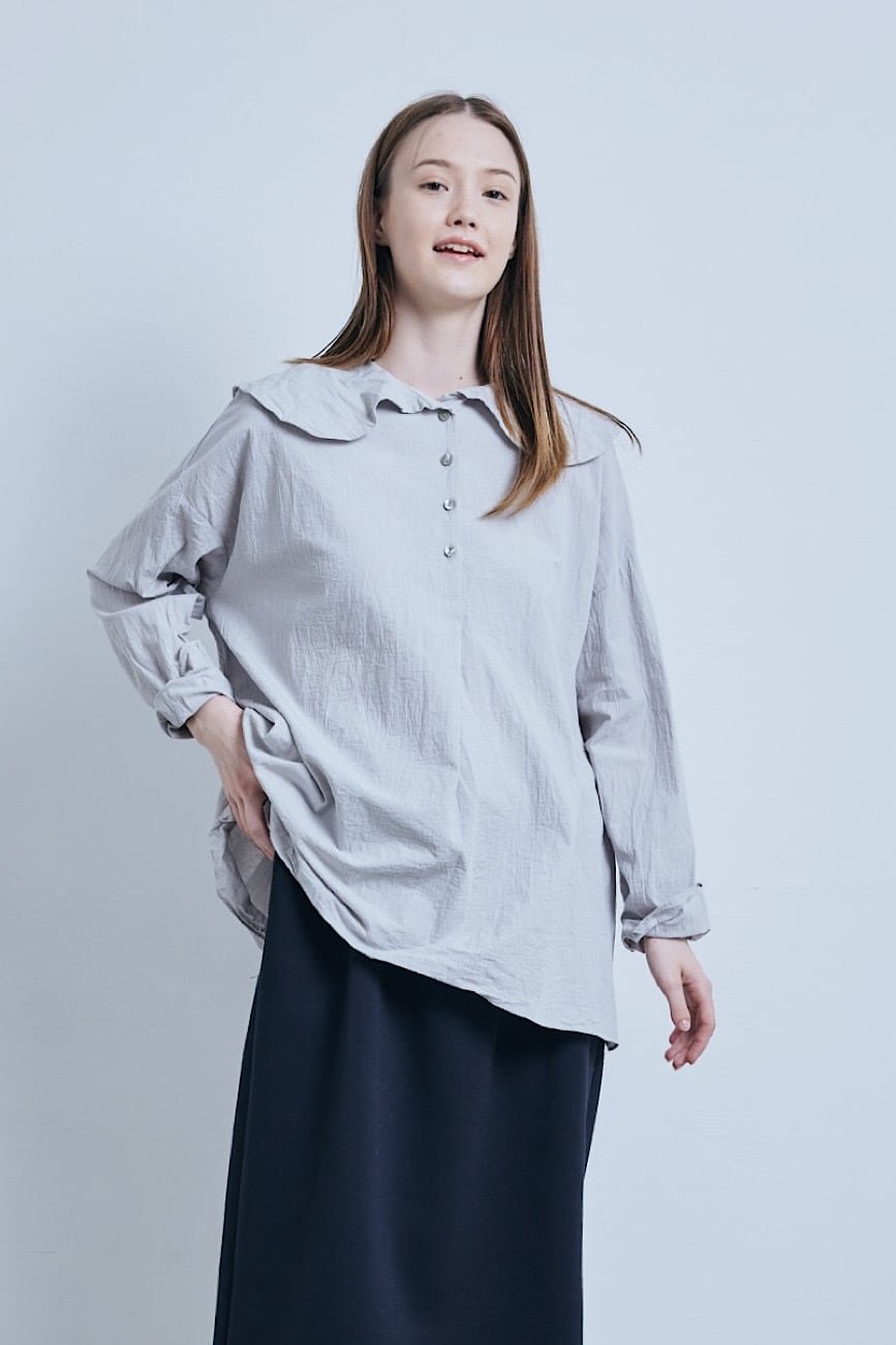 (g) Round Collar Shirt, 2 Colors, made in Japan