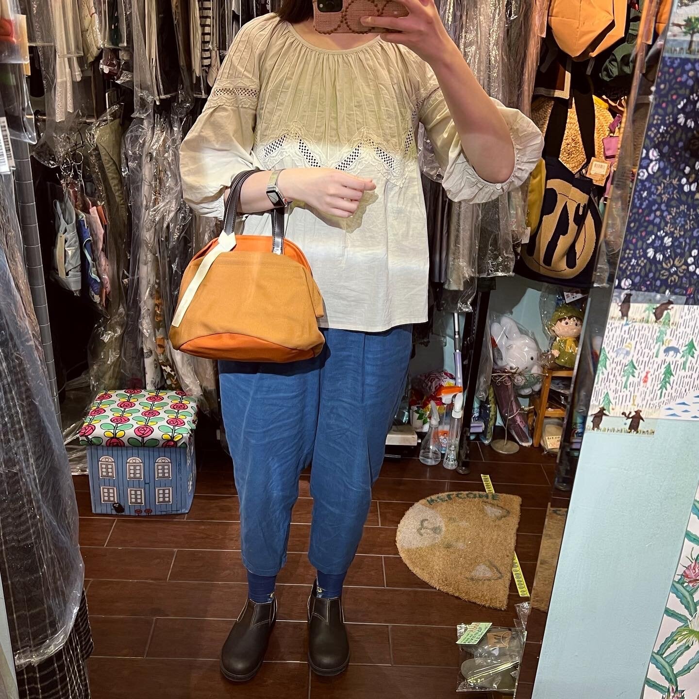 Sale- Anvocoeur Brown X Orange Canvas Handbag, made in Japan
