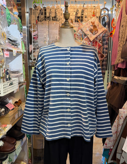 Ichi Antiquites Indigo Striped 2WAY Jacket, Top, made in Japan