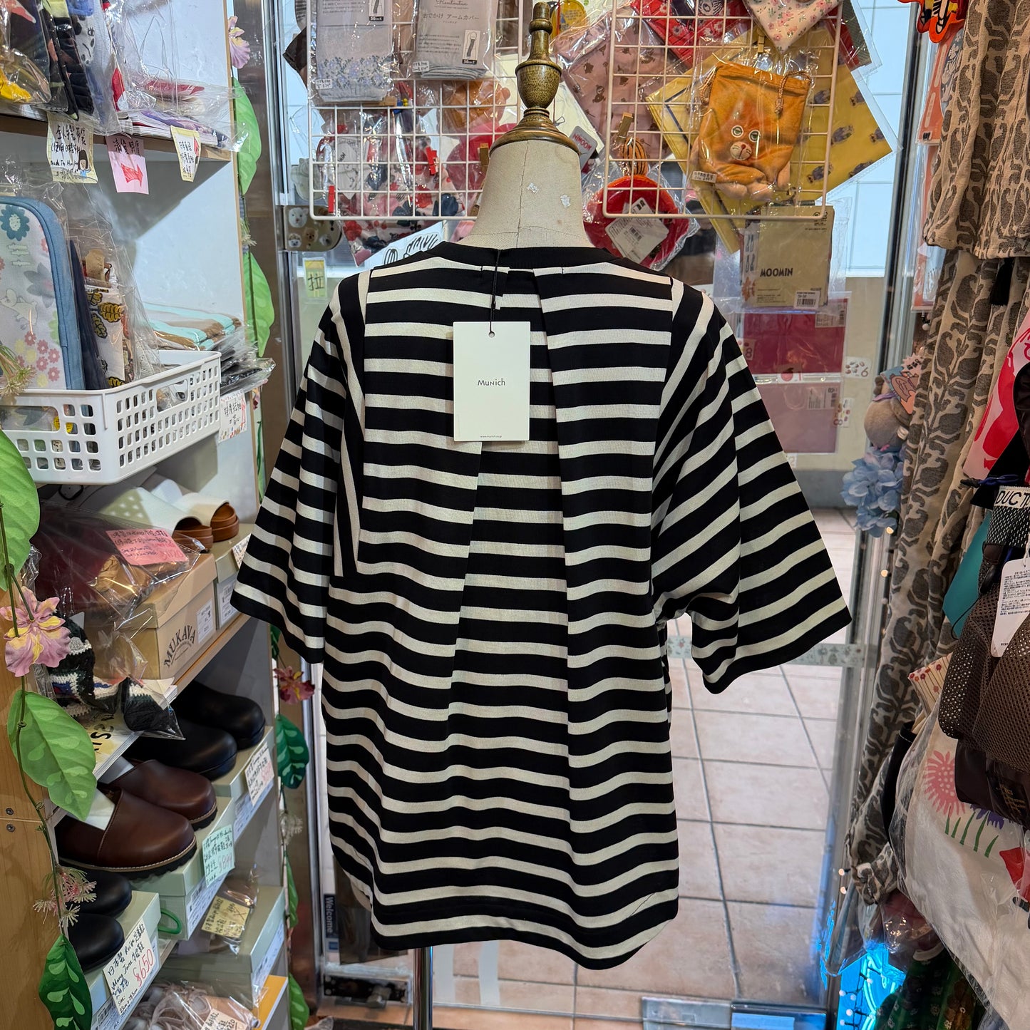 Munich Black Striped Blouse, made in Japan