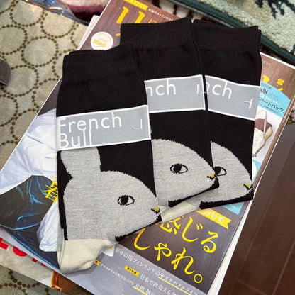 Sale- French Bull Rabbit Socks, 3 Colors, made in Japan