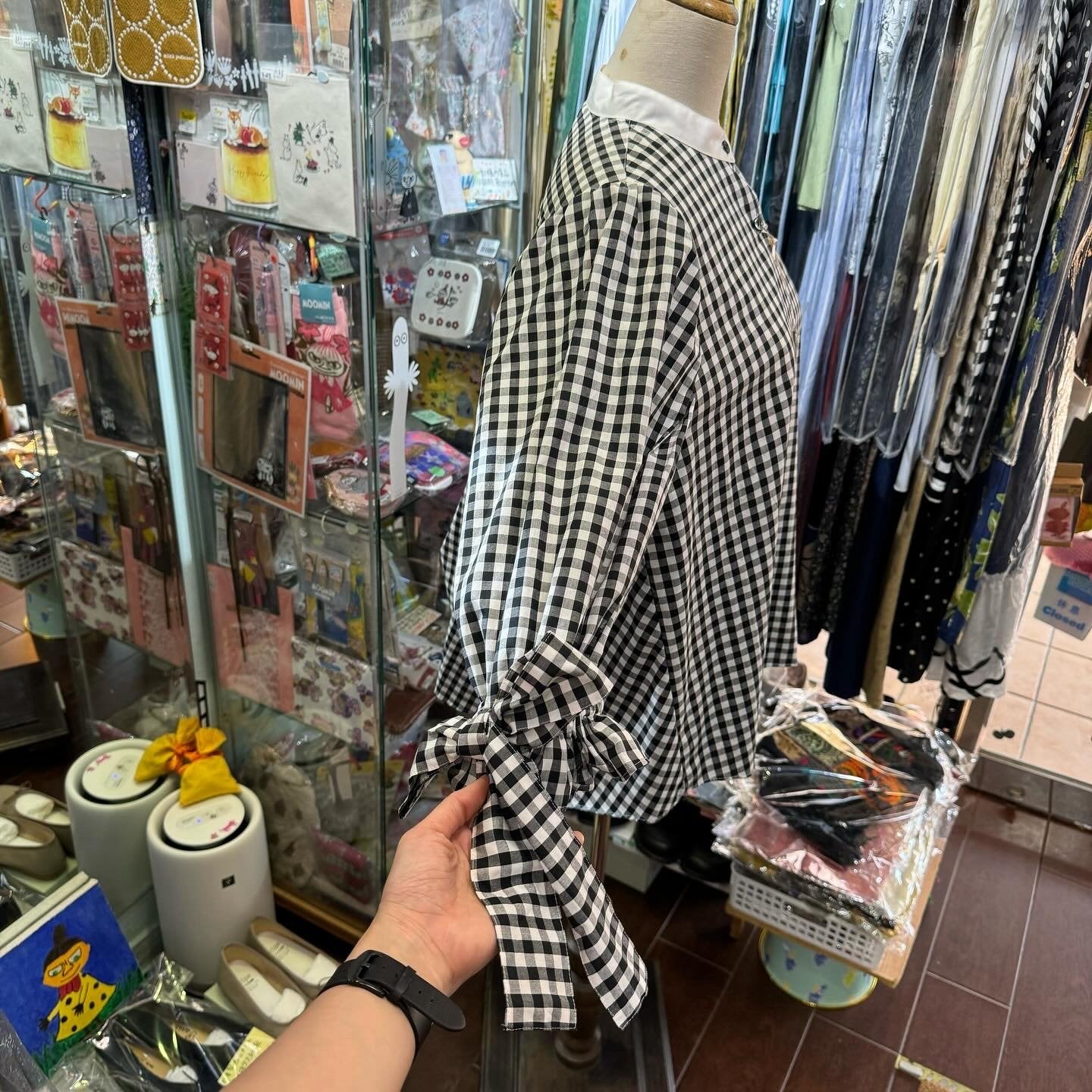 Sale- Drowse and Yet… Checked Ribbons Shirt, made in Japan