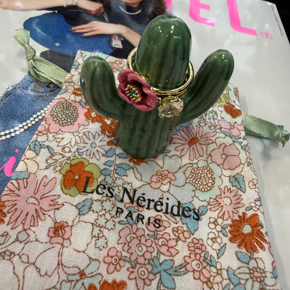 Les Néréides Paris Symphonie Des Fleurs Pink Flower Ring, size 13, imported from the UK