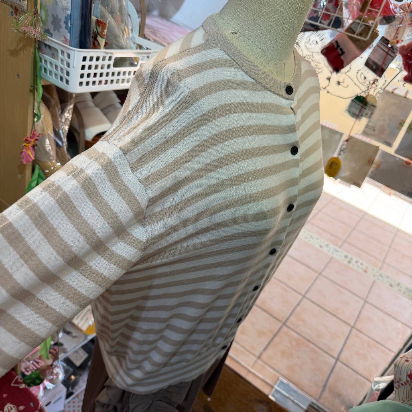 EXTRA30- Ichi Striped Cotton Cardigan, 2 Colors