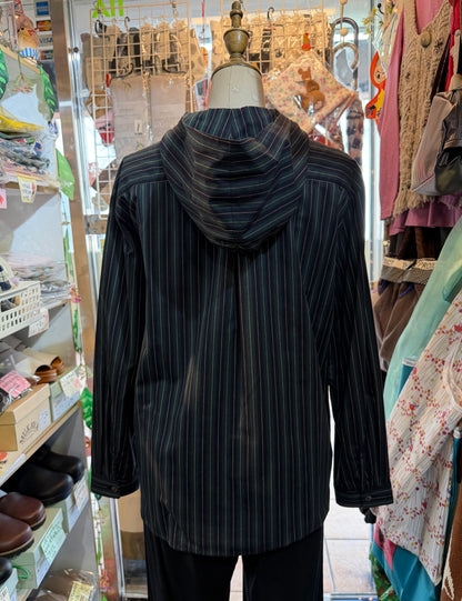 VM Green Striped Hoodie Blouse, made in Japan