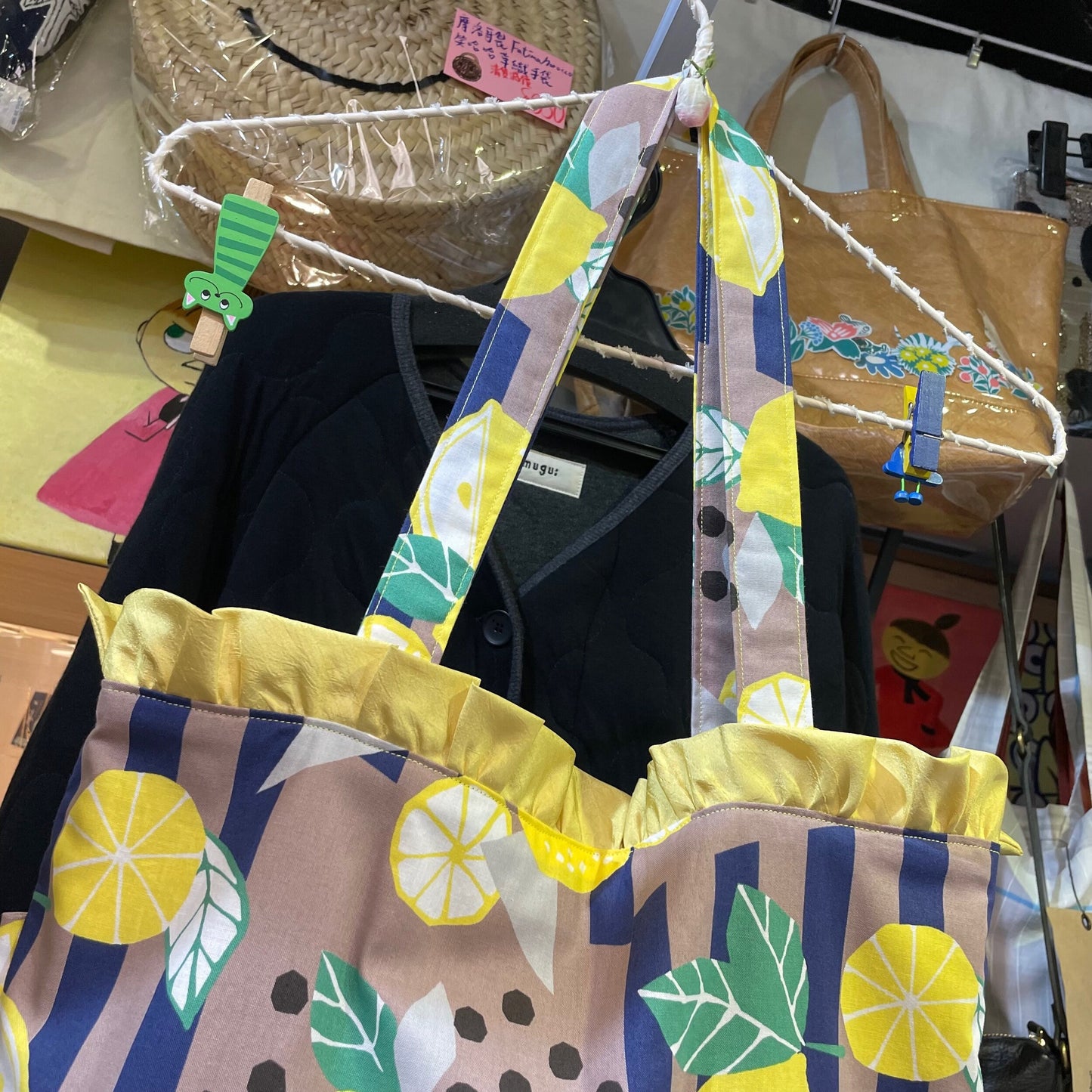 Handmade Lemon Tote Bag. Fabric from Japan