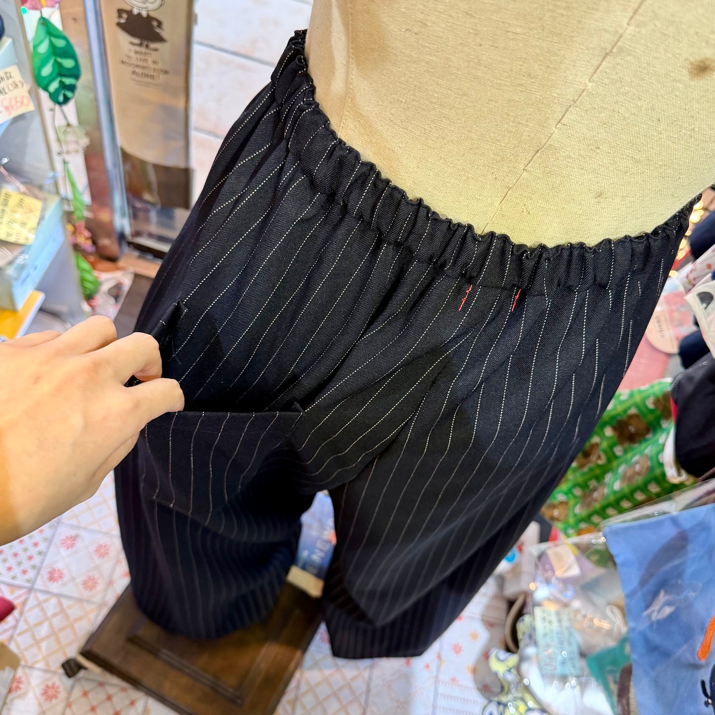 Franky Grow Twill Striped Navy Pants, Size F2, made in Japan