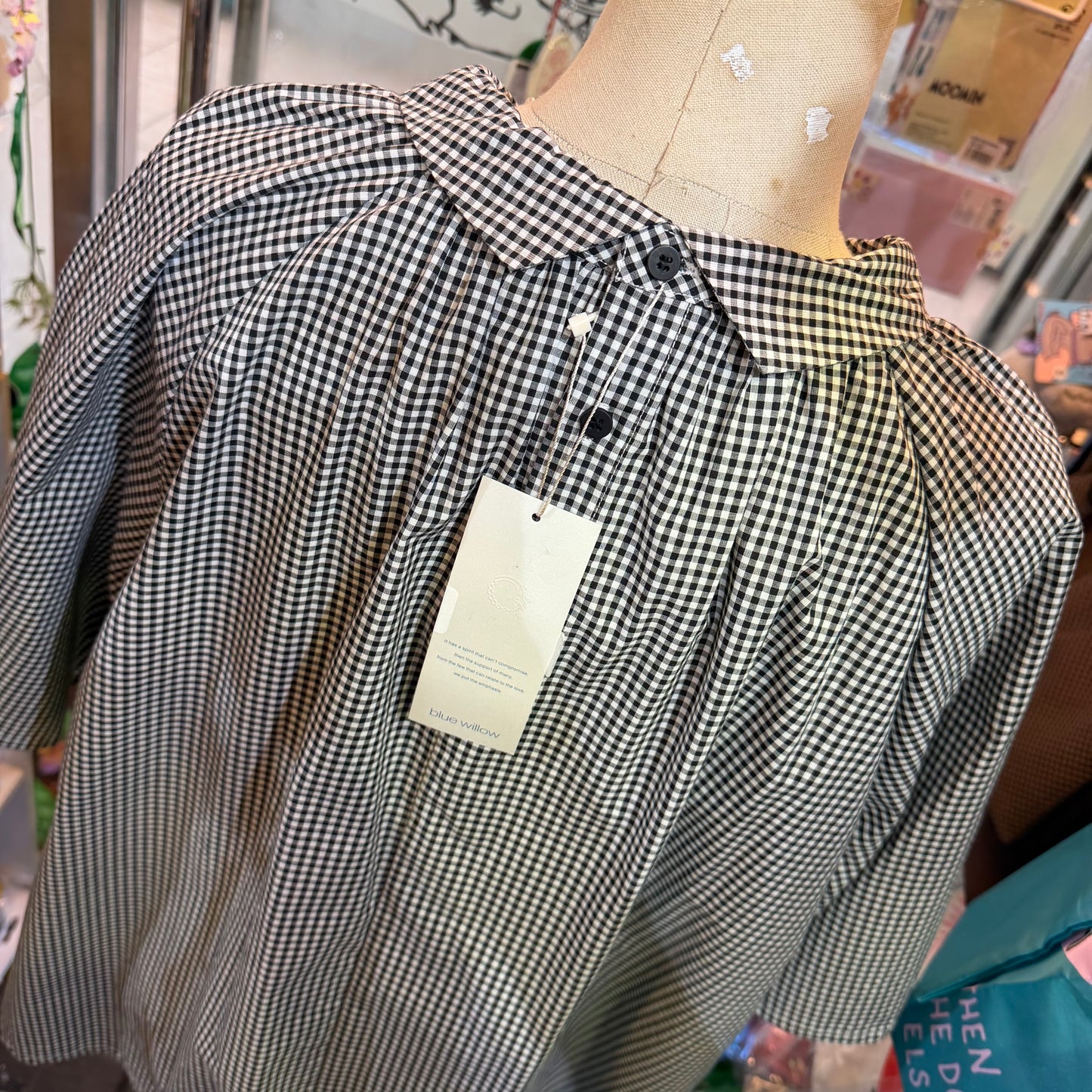 Blue Willow Black Gingham Blouse