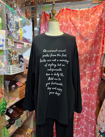 (G) Black Long T-shirt, made in Japan