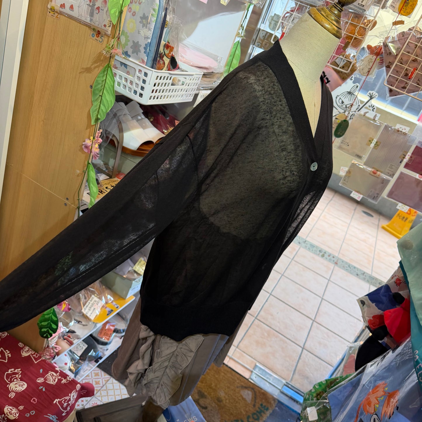 Ichi Black Sheer Cardigan