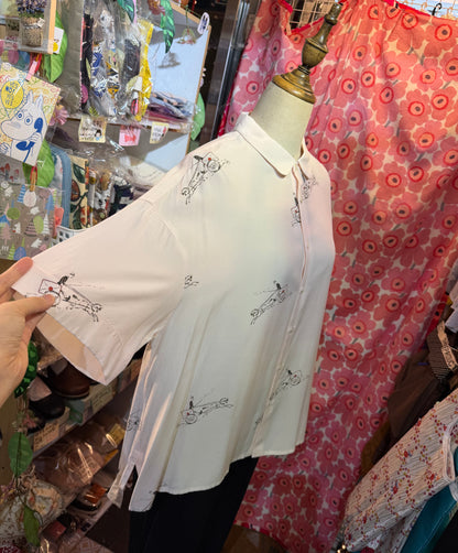 Ouvert French Prints Ivory Shirt, made in Japan