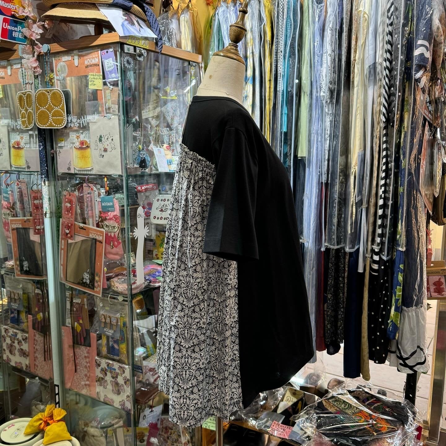 EXTRA20- Vent d Ouest X Liberty London Black Long T-shirt, made in Japan