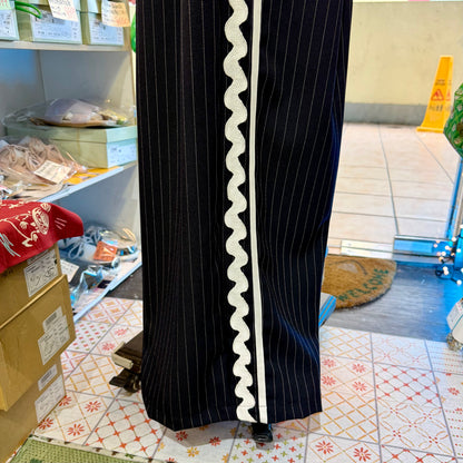 Franky Grow Twill Striped Navy Pants, Size F2, made in Japan