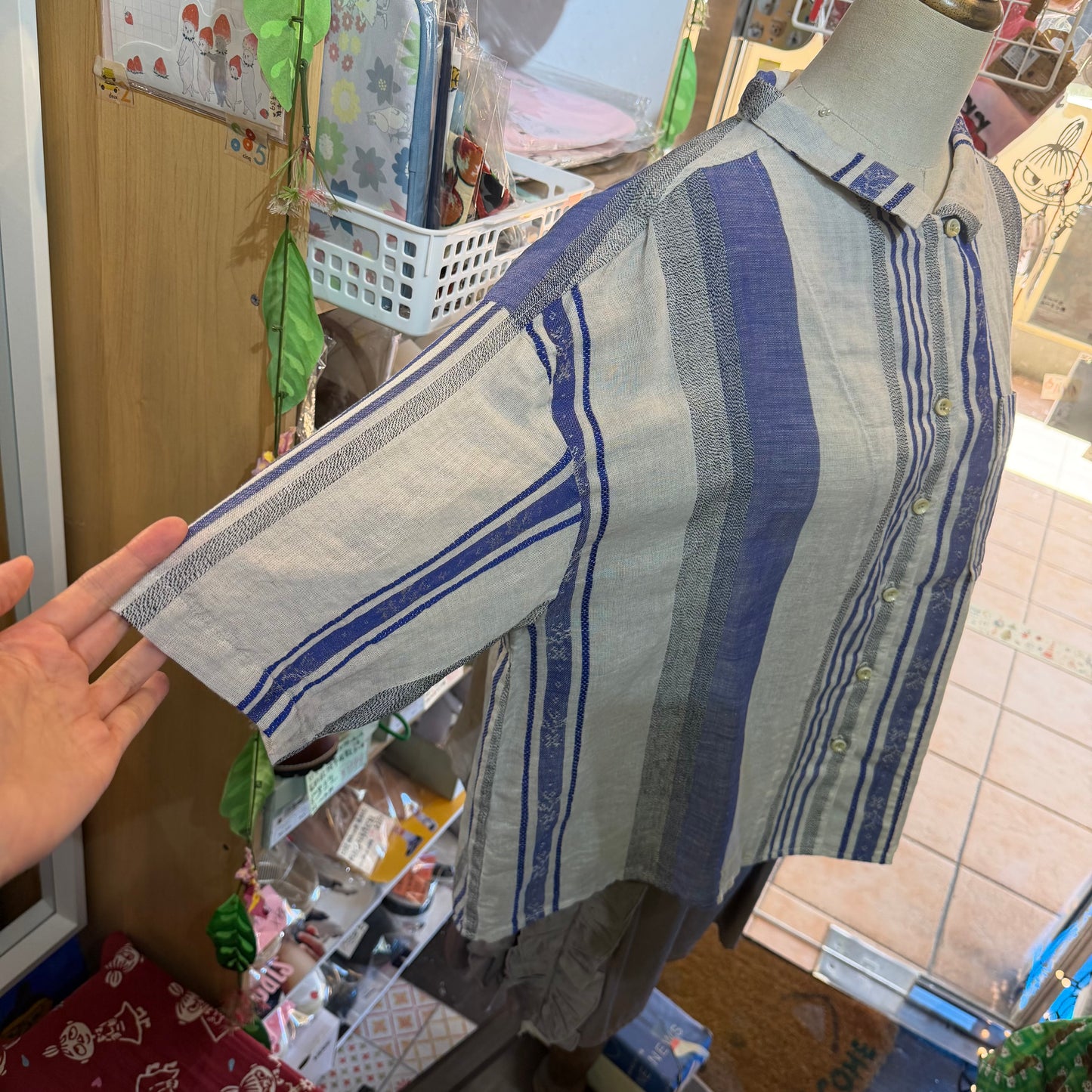 Tumugu Striped Linen Cotton Shirt, made in Japan