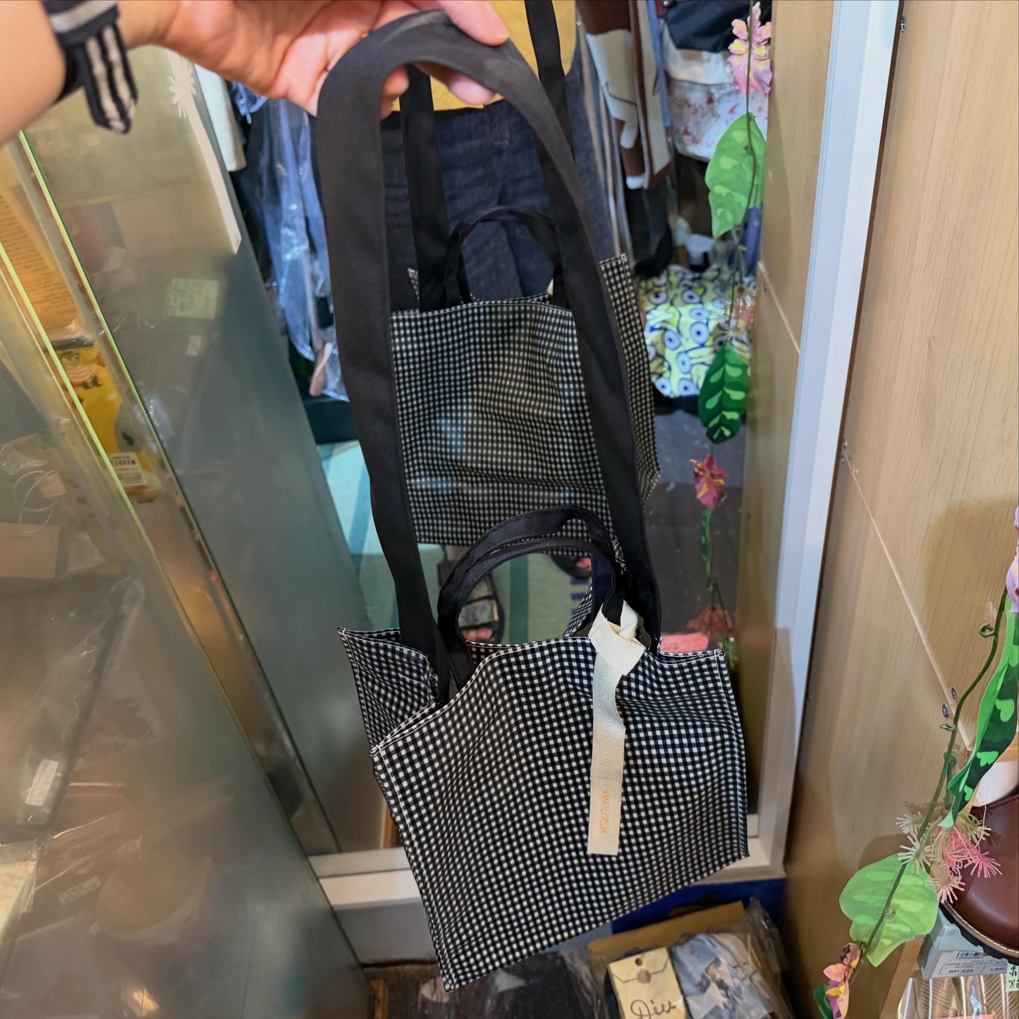 Anvocoeur Black Checked Oktogon PVC 2Way Bag, Waterproof, made in Japan