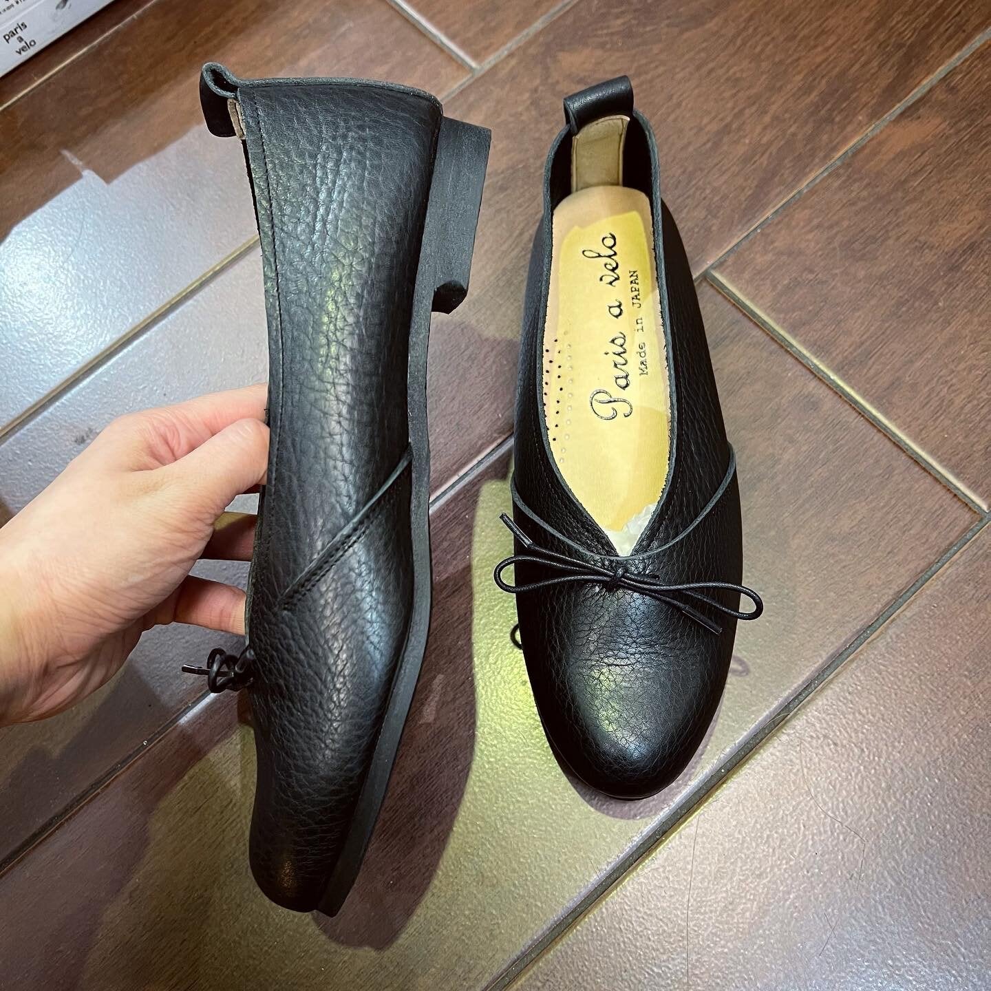 Sale- Paris a Velo Black Leather Shoes, made in Japan