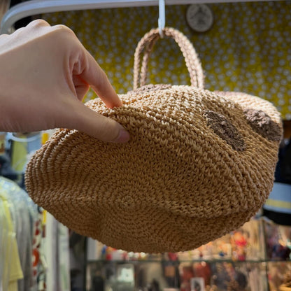 Ema Kuam Brown Polka Straw Bucket Bag, Handmade in Nepal