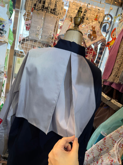 KICK Blue Patchwork Long Army Shirt, made in Japan