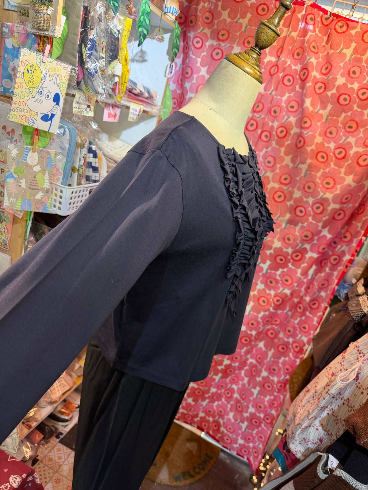 Mizuiro ind Navy Frill Collar Blouse, made in Japan