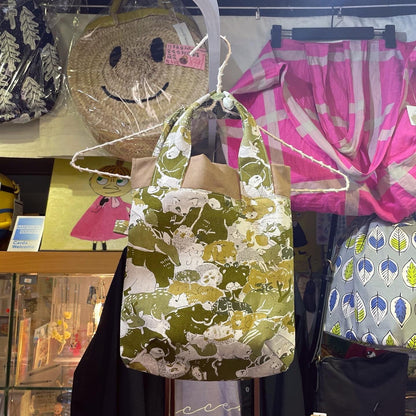 Handmade Animals Prints Small Bag, fabric from Japan