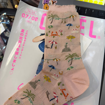 Antipast Summer Beach Pink Socks, made in Japan