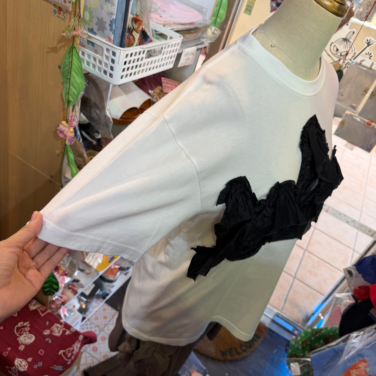 Iki Frill White T-shirt, size M, made in Japan