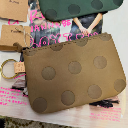 Kanmi Polka Leather Pouch, Coins Bag, 2 Colors, made in Japan *New Colors