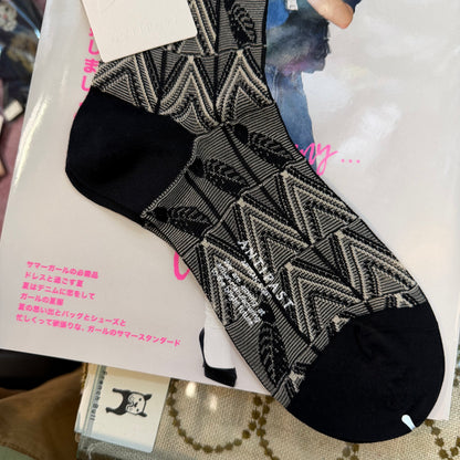 Antipast Leaf Bird Black Socks, made in Japan
