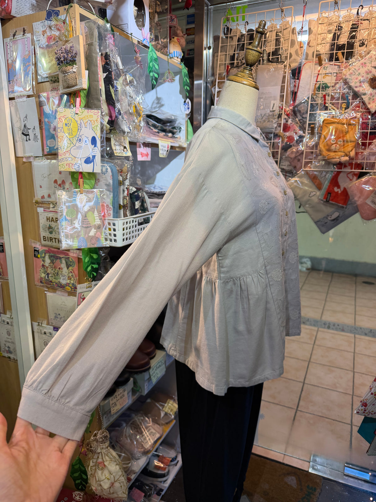 Sale- Sun Valley Tukuroi Embroidery Grey Shirt